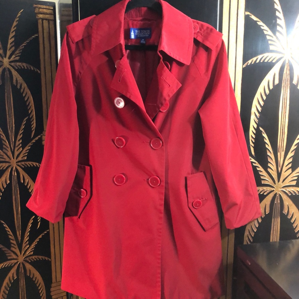 London Fog Red Double Breasted Rain Coat- Size M